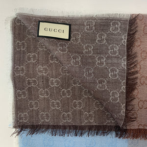Gucci GG Lenolis Colorblock Scarf in Blue and Brown