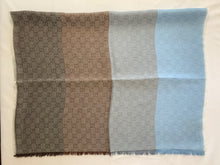 Load image into Gallery viewer, Gucci GG Lenolis Colorblock Scarf in Blue and Brown