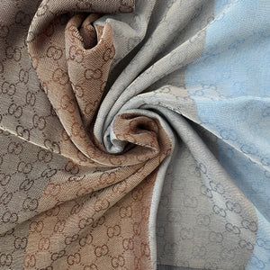 Gucci GG Lenolis Colorblock Scarf in Blue and Brown