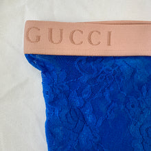 Load image into Gallery viewer, Gucci Metallic Floral Lace Socks in Royal Blue