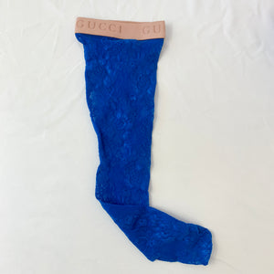 Gucci Metallic Floral Lace Socks in Royal Blue