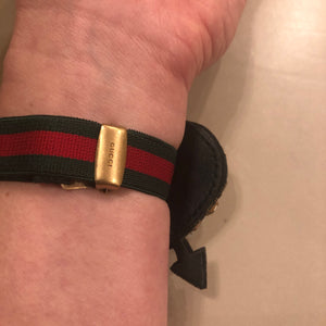 Gucci Web Crystal Heart Bracelet in Red