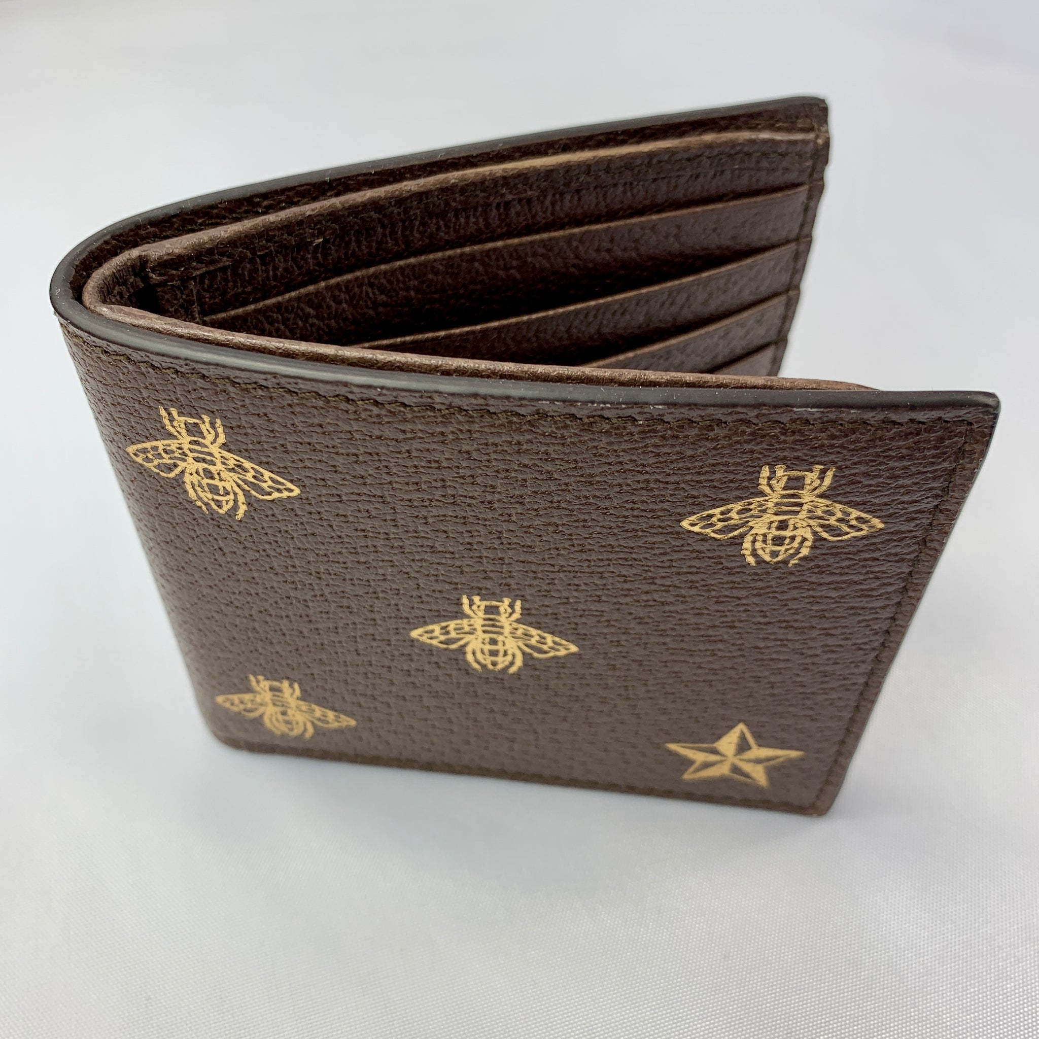 Gucci Bifold Wallet Bee Star Brown/Gold in Leather - GB
