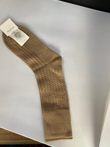 Gucci Boutique Knit Socks with GG Logos in Beige