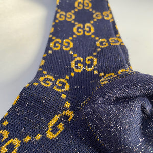 Gucci GG Socks in Blue with Gold Lamé GG