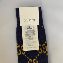 Load image into Gallery viewer, Gucci GG Socks in Blue with Gold Lamé GG