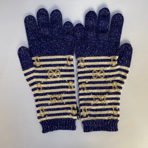 Gucci GG Gloves in Ivory and Gold Lamé