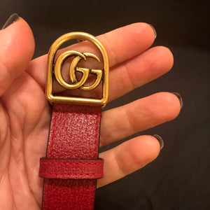 Gucci Leather GG Charm Bracelet in Red