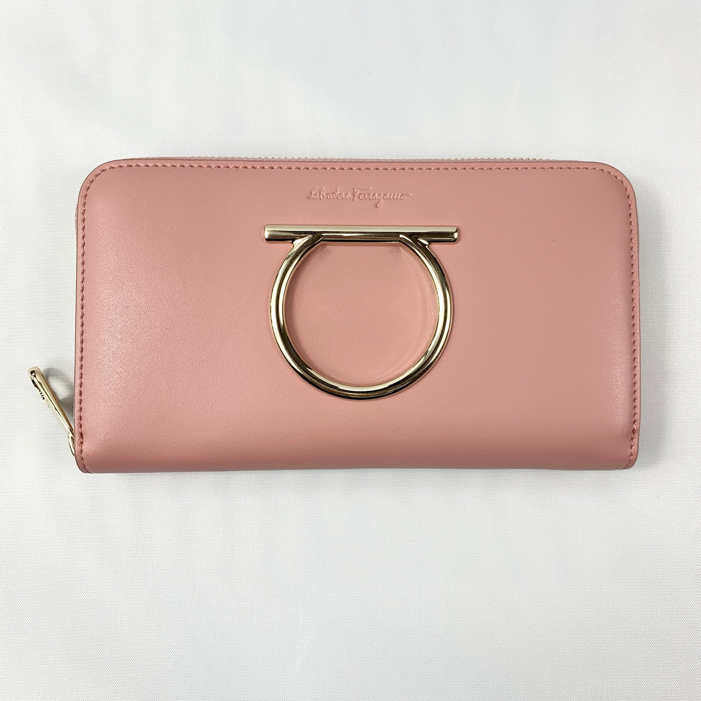 Salvatore Ferragamo Gancini Long Wallet in Antique Rose