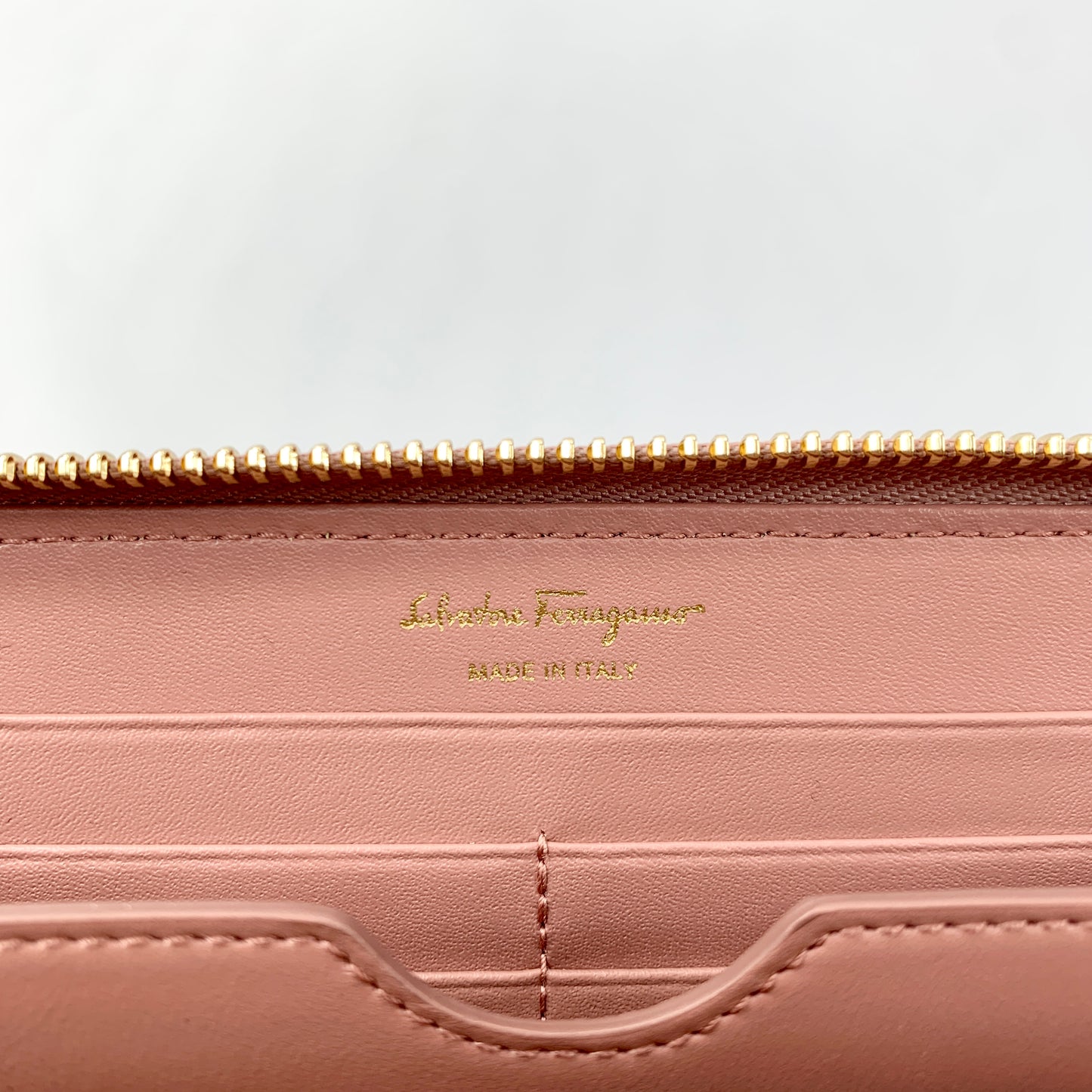 Salvatore Ferragamo Gancini Long Wallet in Antique Rose