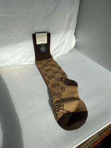 Gucci Crystal Embellished Socks in Beige