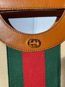Gucci Interlocking GG Canvas Shoulder Bag with Gold Link Chain