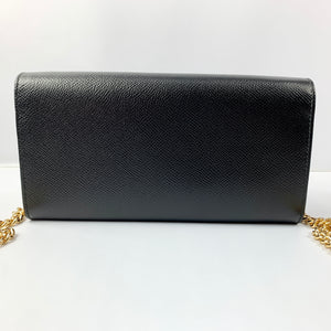 Salvatore Ferragamo Wallet on Gold Chain in Black