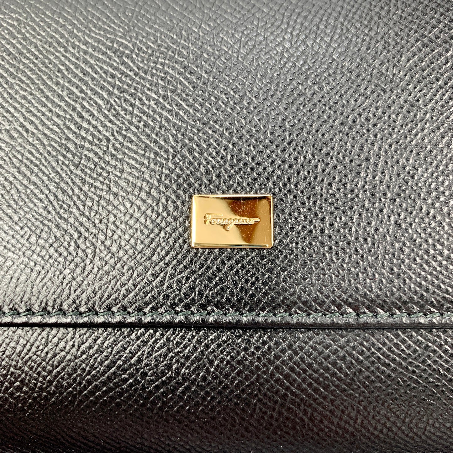 Salvatore Ferragamo Wallet on Gold Chain in Black