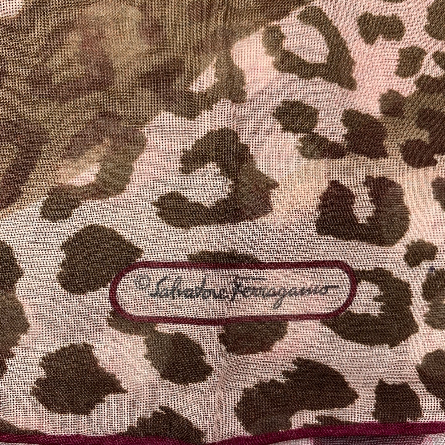 Salvatore Ferragamo Animal Print Scarf in Red and Burgundy