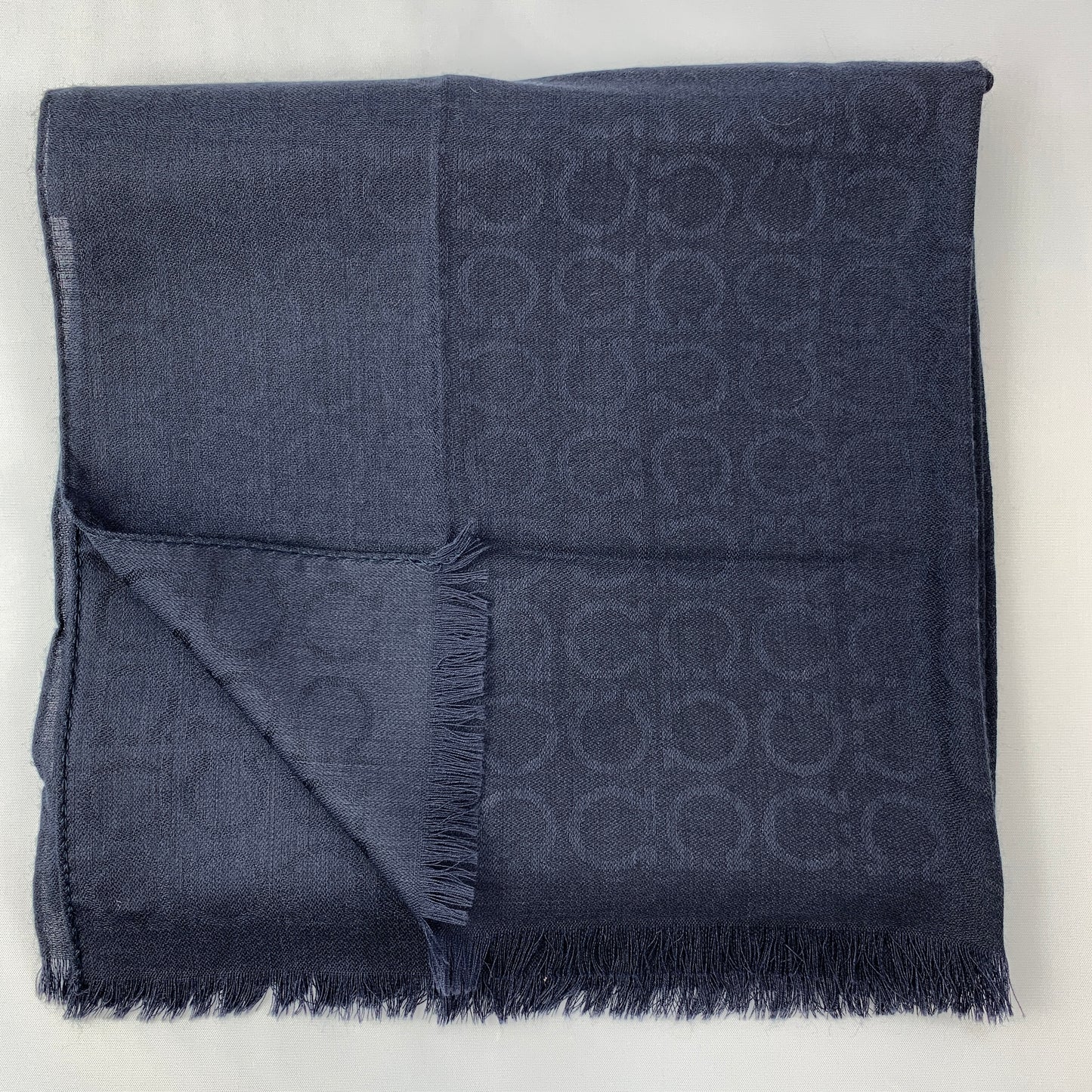 Salvatore Ferragamo Gancio Scarf in Navy Blue