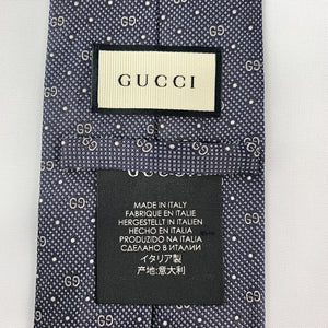 Gucci GG Print Silk Tie in Navy