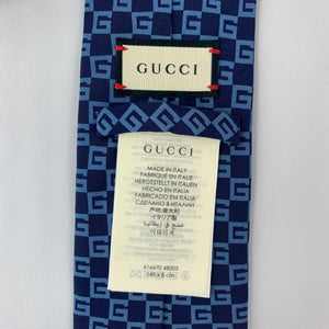 Gucci G Square Silk Tie in Sapphire Blue