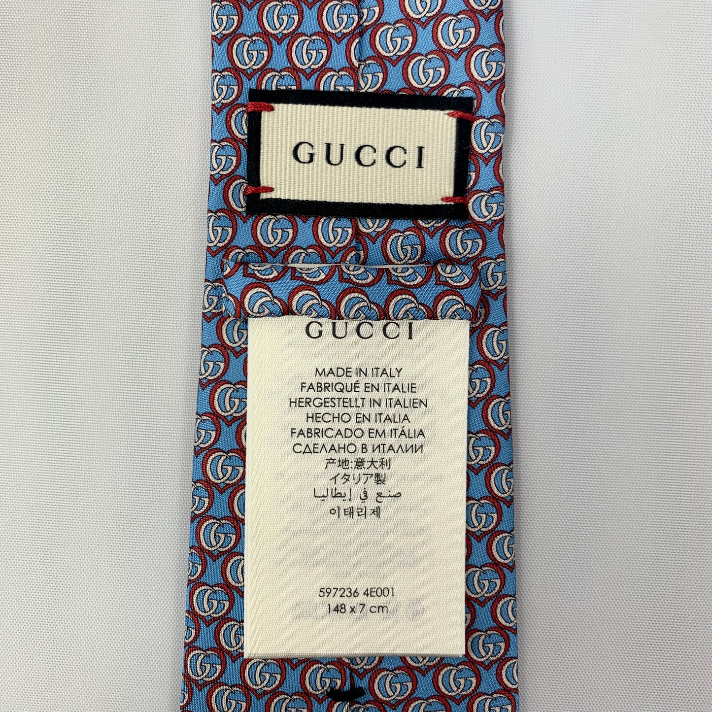 Gucci Silk Twill Love Tie in Blue