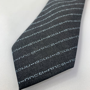 Gucci Wool Barber Tie with Logo in Graphite and Sky Blue