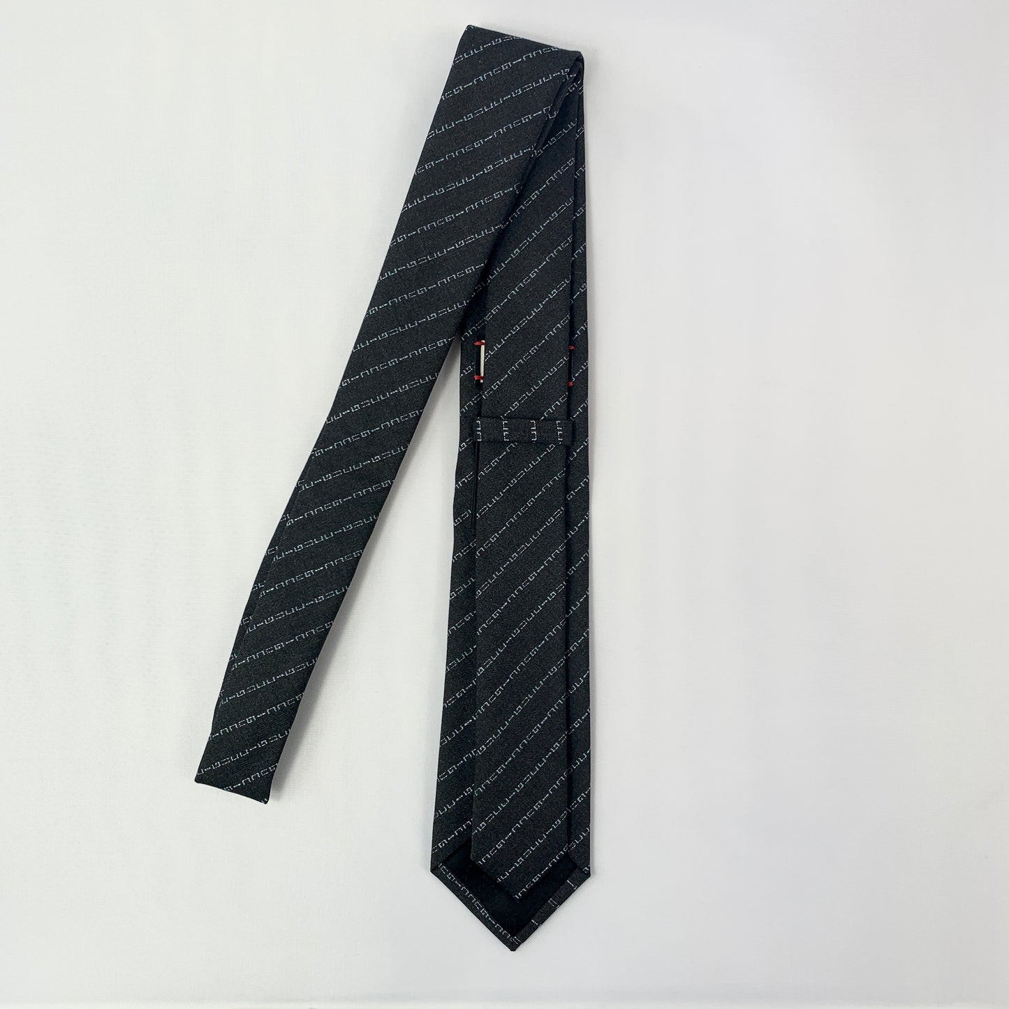Gucci Wool Barber Tie with Logo in Graphite and Sky Blue
