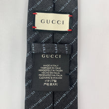 Load image into Gallery viewer, Gucci Wool Barber Tie with Logo in Graphite and Sky Blue
