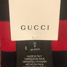 Load image into Gallery viewer, Gucci Mesh Cotton Socks with Web in White with Red and Blue Stripe