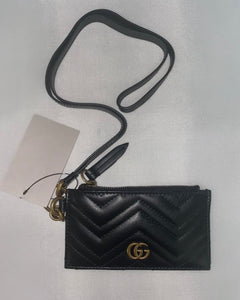 Gucci GG Marmont Quilted Leather Cardholder with Strap