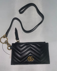 Gucci GG Marmont Quilted Leather Cardholder with Strap