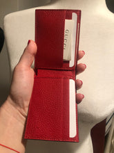 Load image into Gallery viewer, Gucci Print Leather Mini Bi-fold Wallet in Red