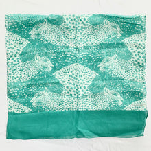 Load image into Gallery viewer, Salvatore Ferragamo Two-Tone Panther Silk Scarf in Aqua