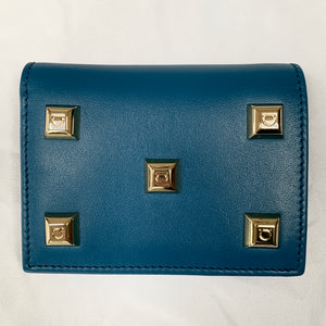 Salvatore Ferragamo Studded Card Case Wallet in Blue