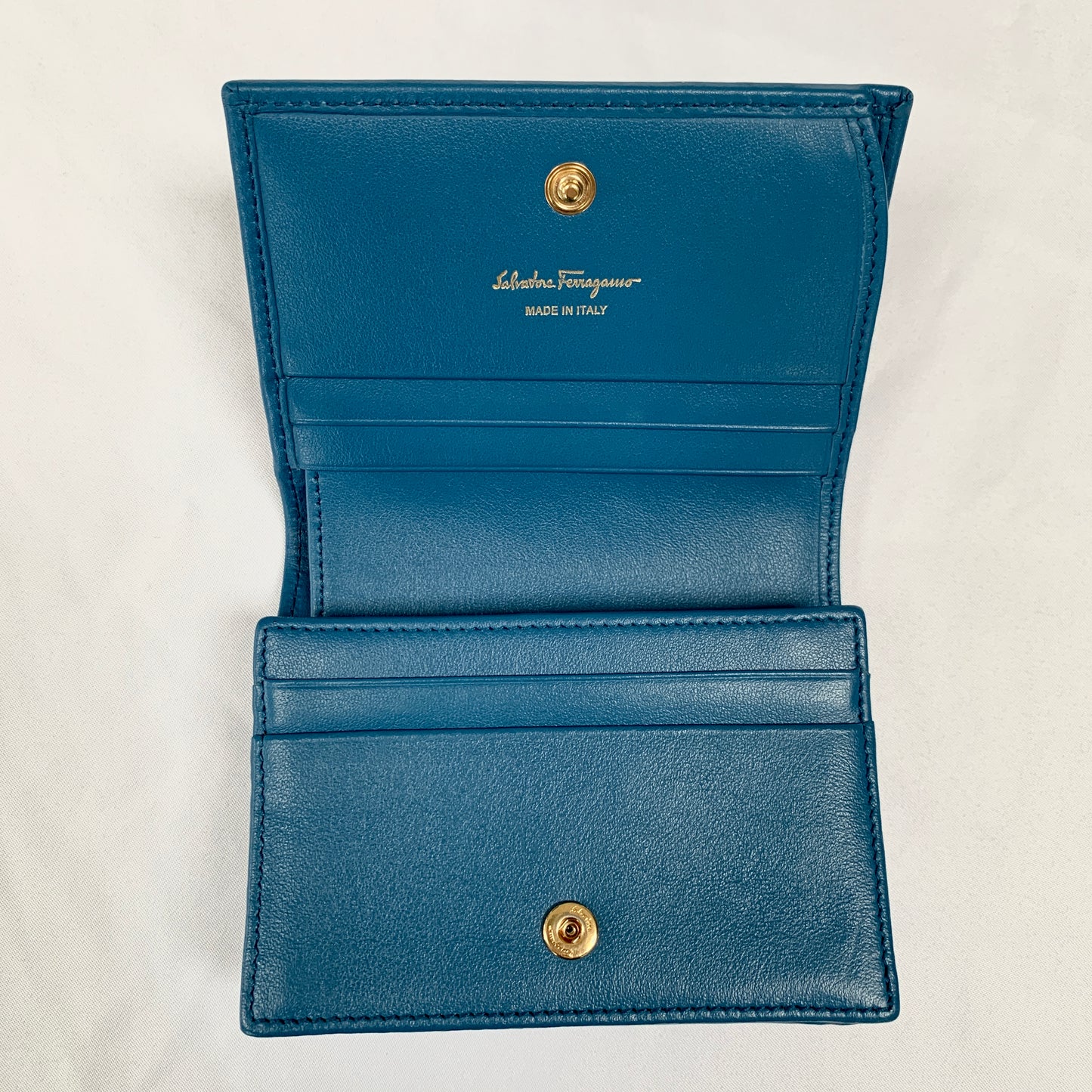 Salvatore Ferragamo Studded Card Case Wallet in Blue