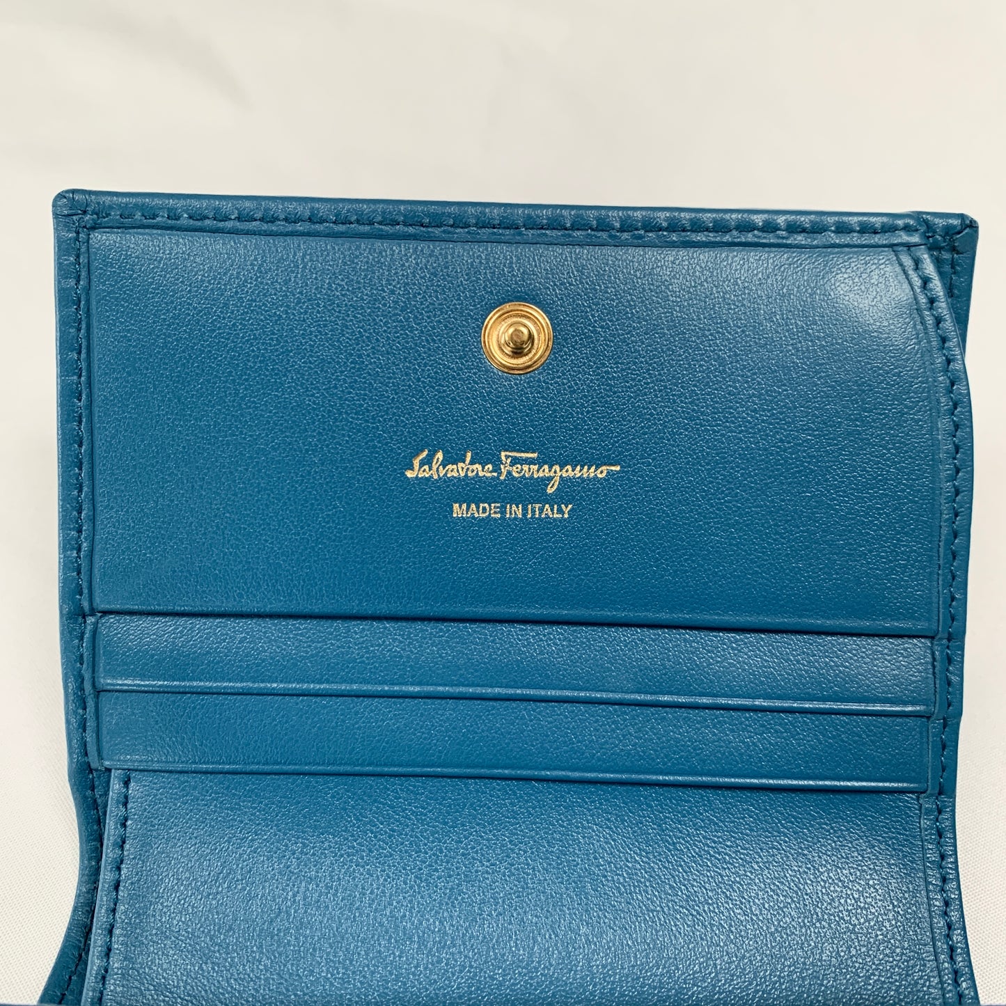 Salvatore Ferragamo Studded Card Case Wallet in Blue