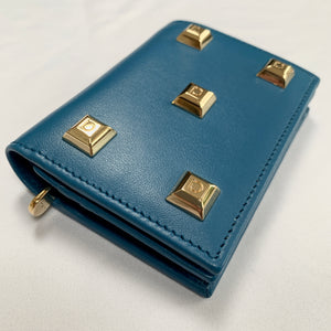 Salvatore Ferragamo Studded Card Case Wallet in Blue