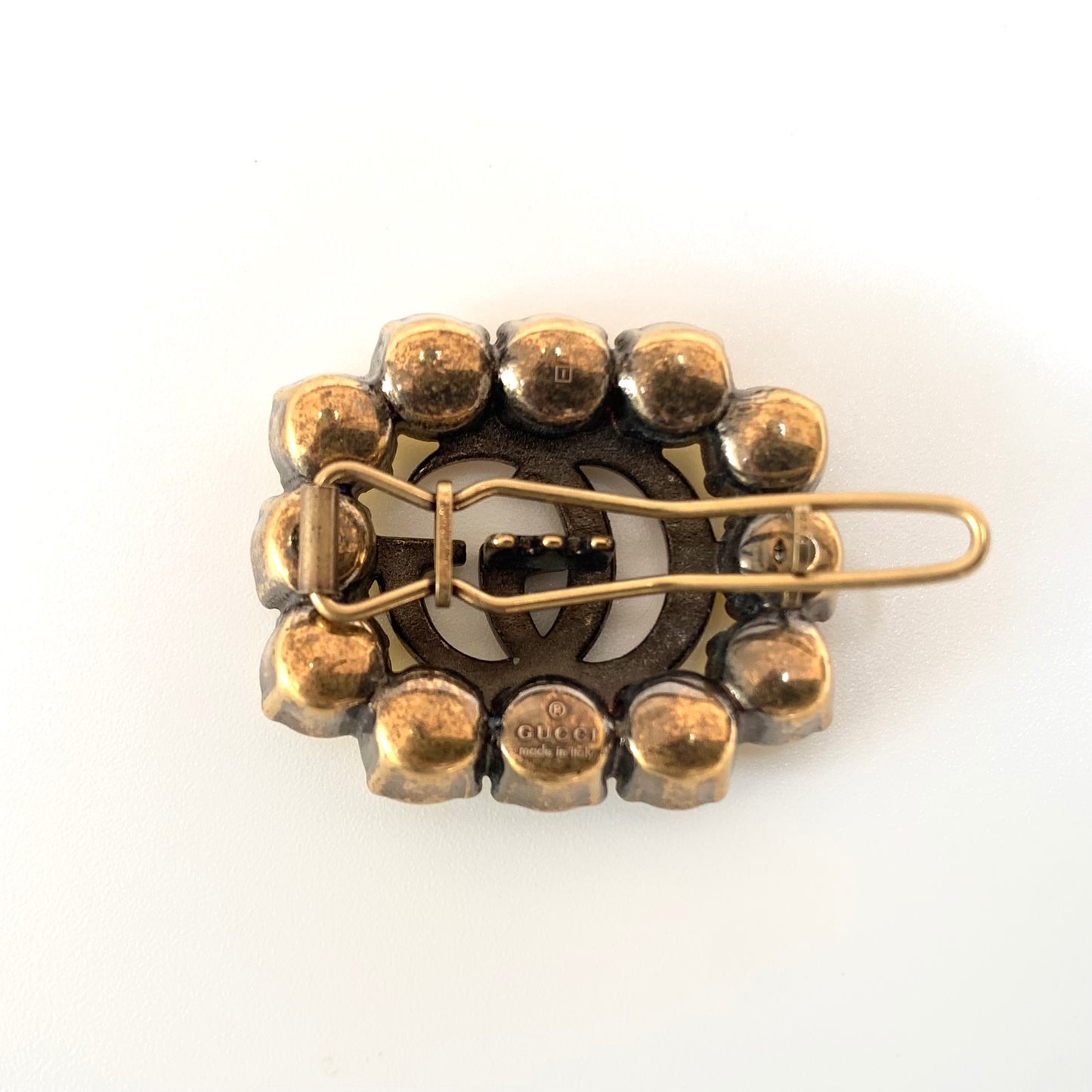 Gucci GG Marmont Crystal Embellished Hair Slide in Yellow