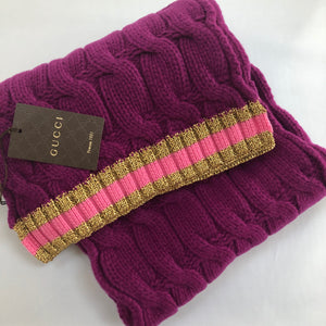Gucci Cable Knit Scarf in Purple