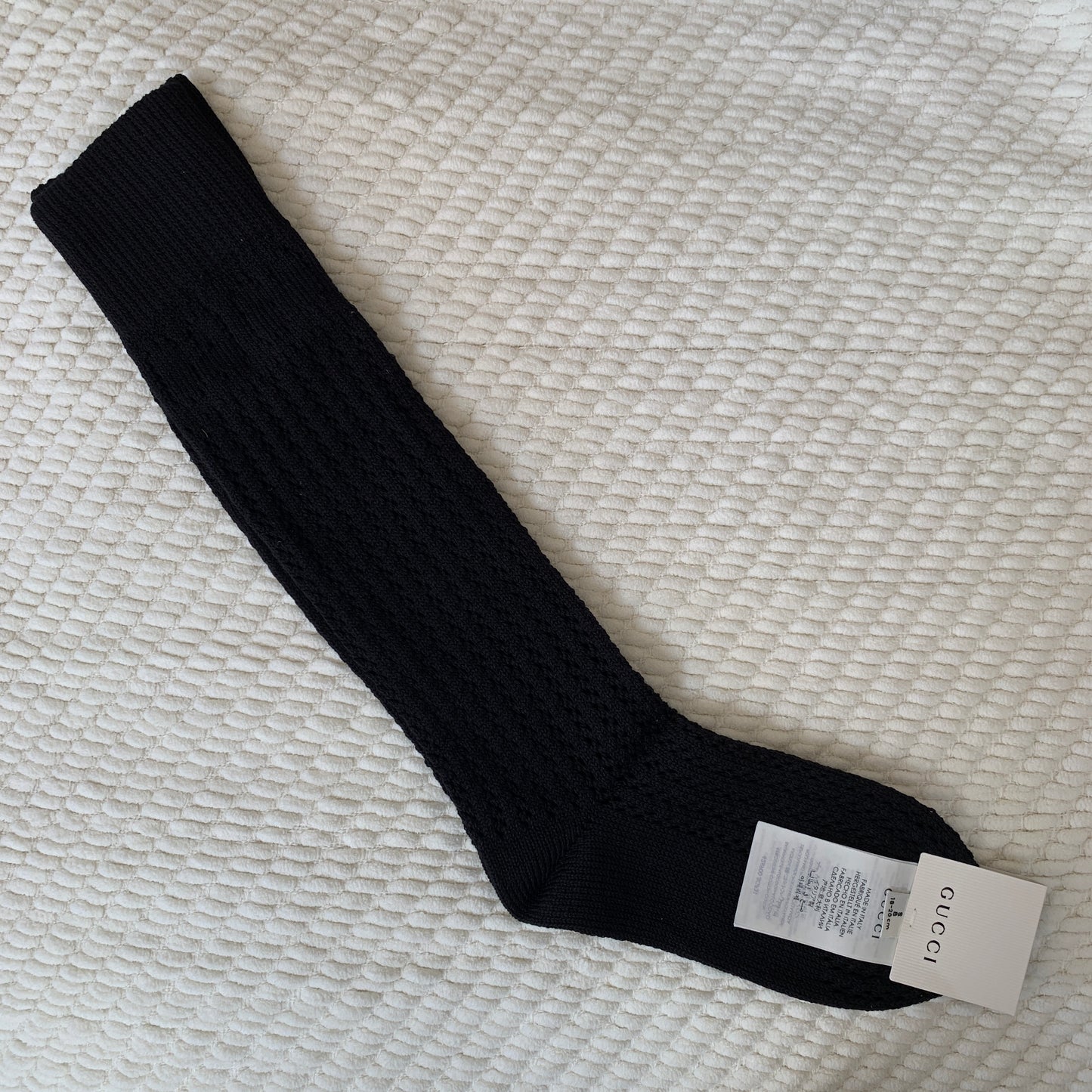 Gucci Knit Knee High Socks with GG Logos in Black