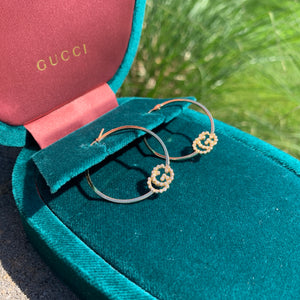 Gucci GG Running Hoop Earrings with Diamonds in Gold