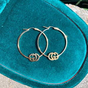 Gucci GG Running Hoop Earrings with Diamonds in Gold