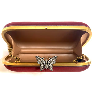 Gucci Broadway Butterfly Handbag Clutch in Burgundy