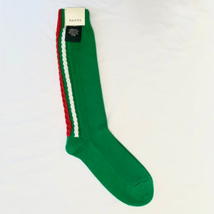 Gucci Web Braidback Wool Socks in Green