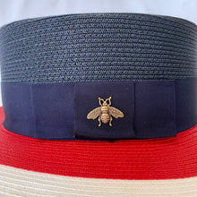 Load image into Gallery viewer, Gucci Papier Wide Brim Hat in Blue Red and White