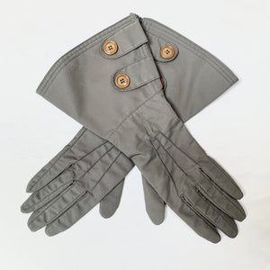 Gucci Washed Gabardine Long Button Gloves in Gray