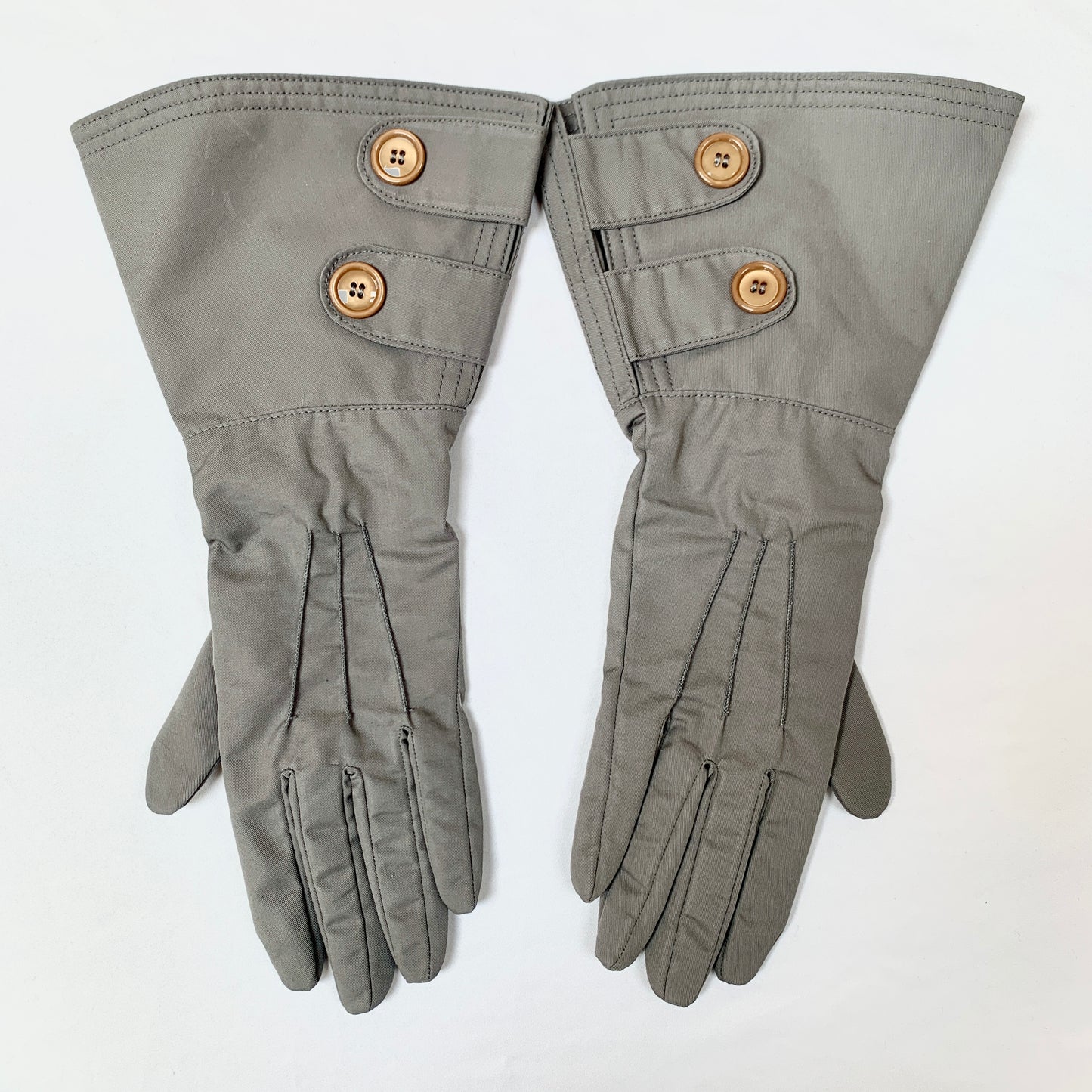Gucci Washed Gabardine Long Button Gloves in Gray
