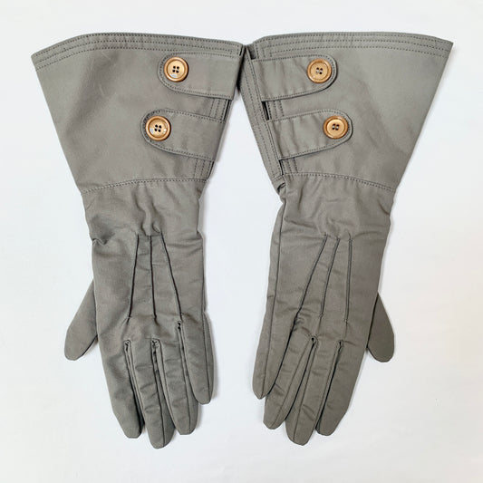 Gucci Washed Gabardine Long Button Gloves in Gray