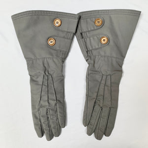 Gucci Washed Gabardine Long Button Gloves in Gray