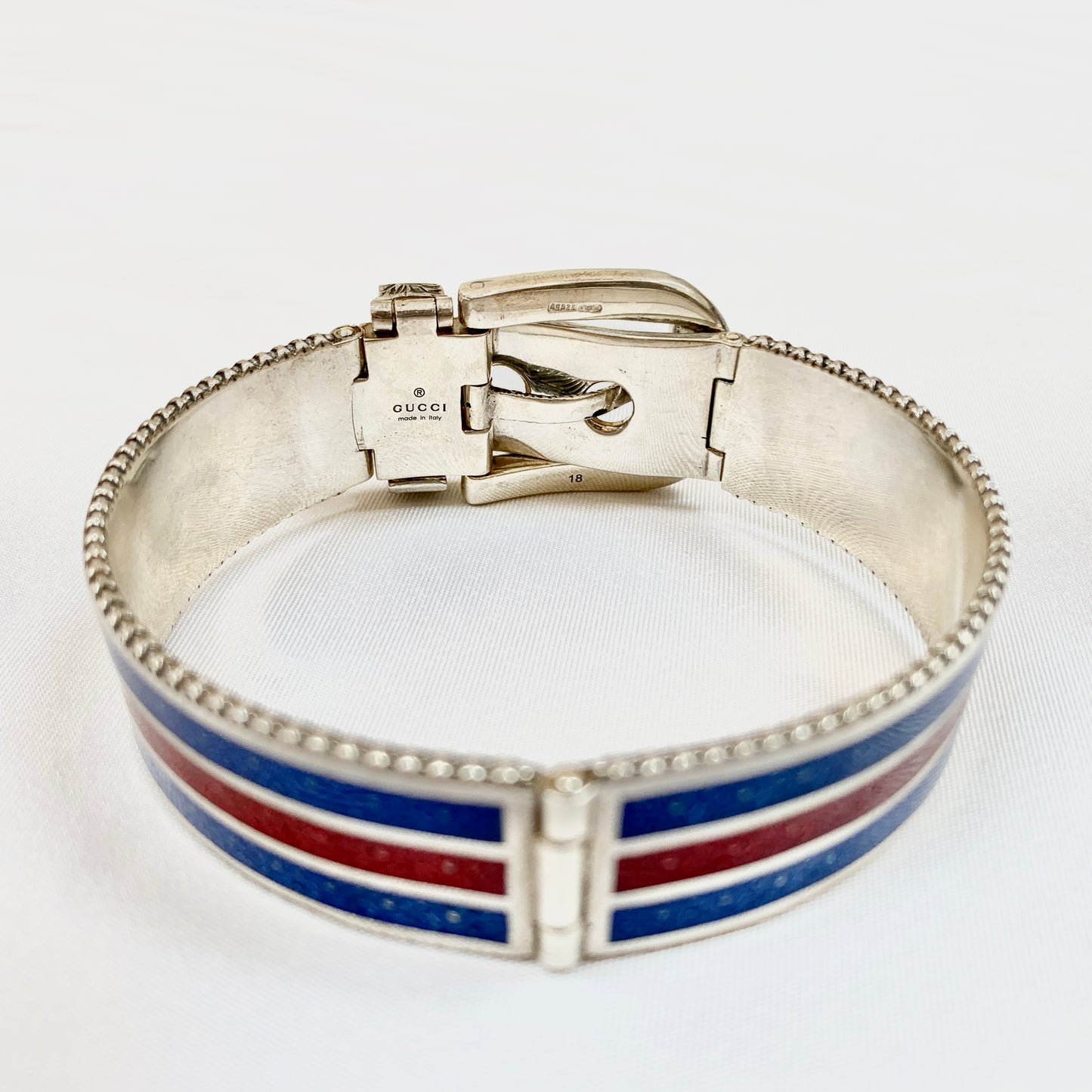 Gucci Garden Metal Striped Buckle Bracelet in Sterling Silver