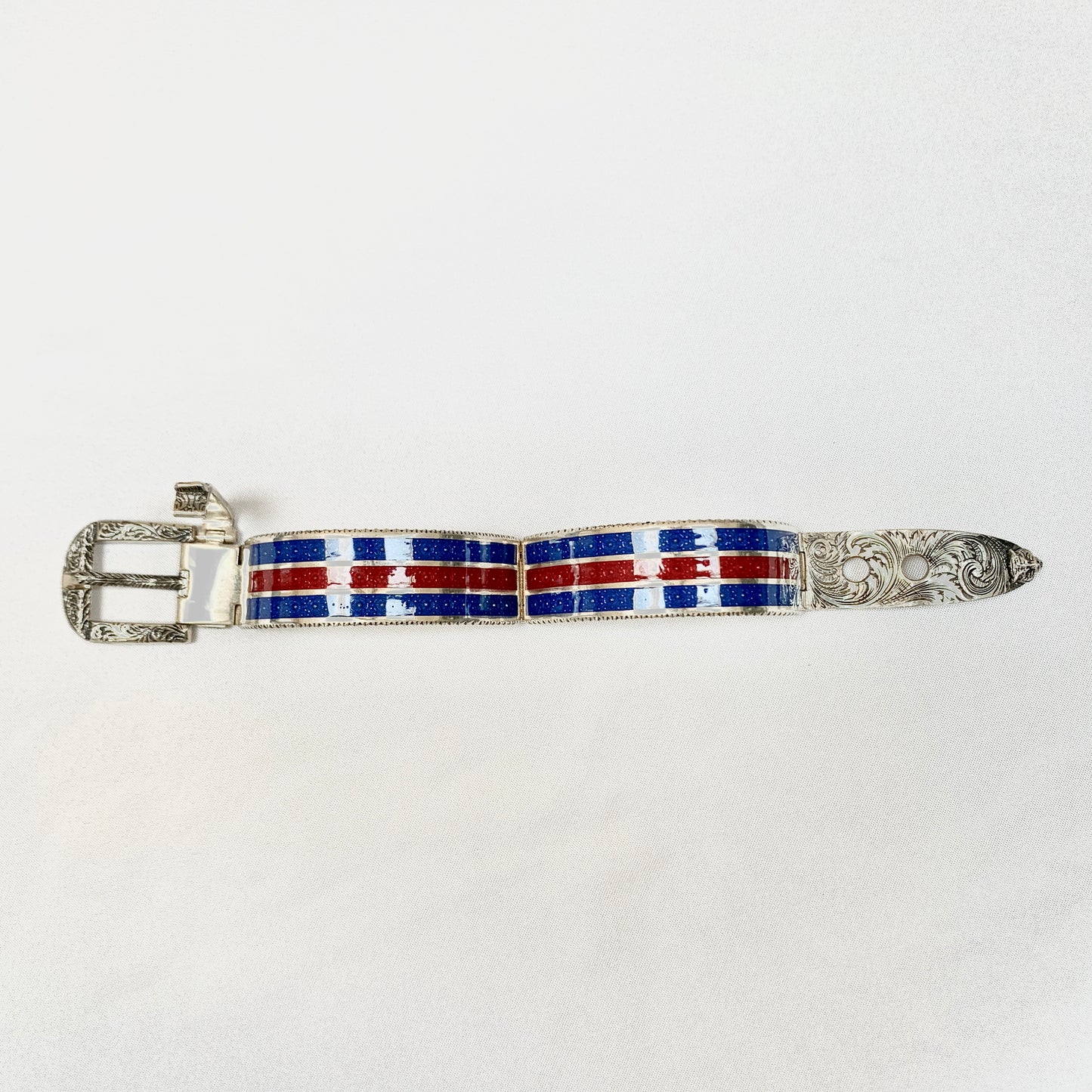 Gucci Garden Metal Striped Buckle Bracelet in Sterling Silver