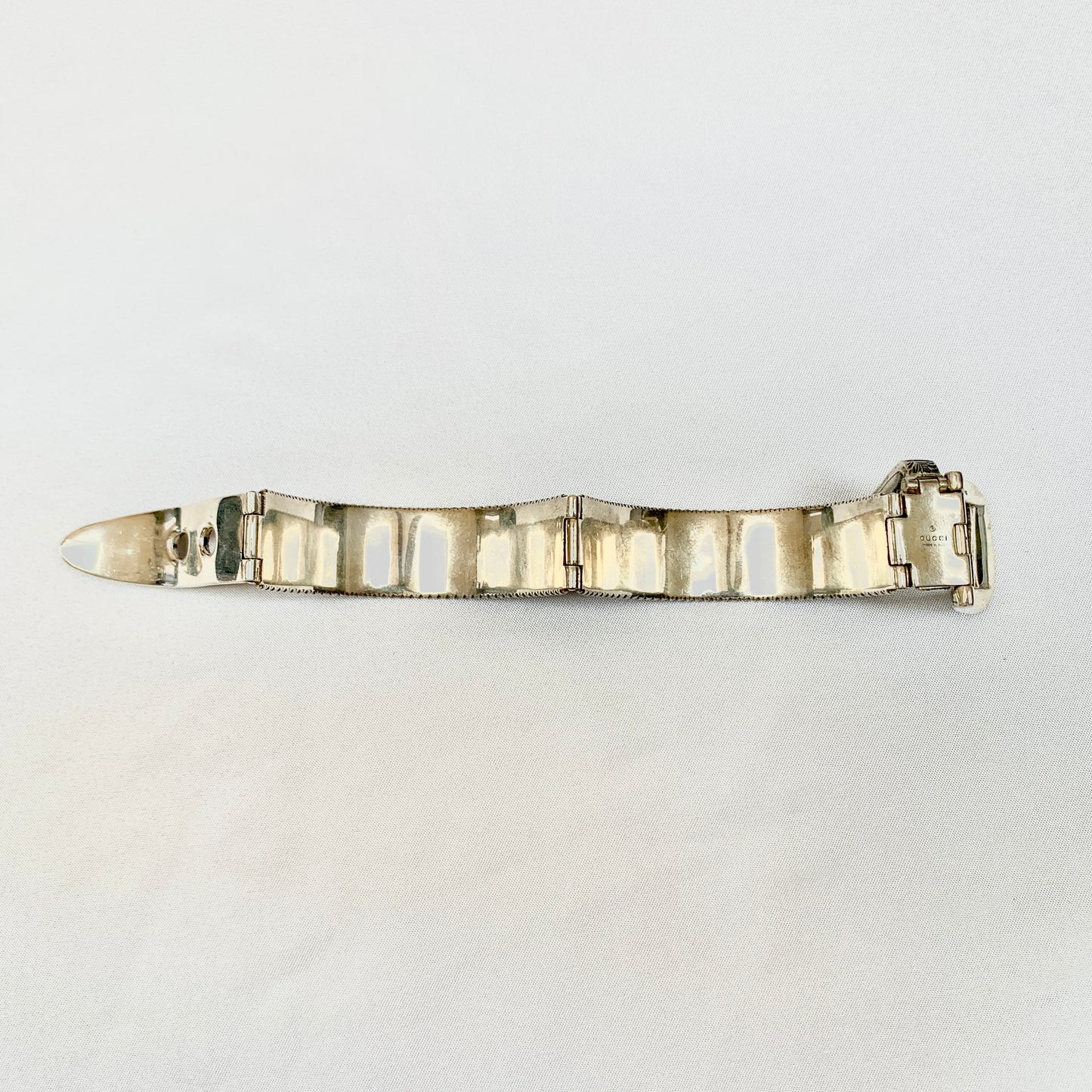 Gucci Garden Metal Striped Buckle Bracelet in Sterling Silver